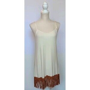 Western Fringe Cream Longline Adjustable Cami Style Top Size M - 2B Together